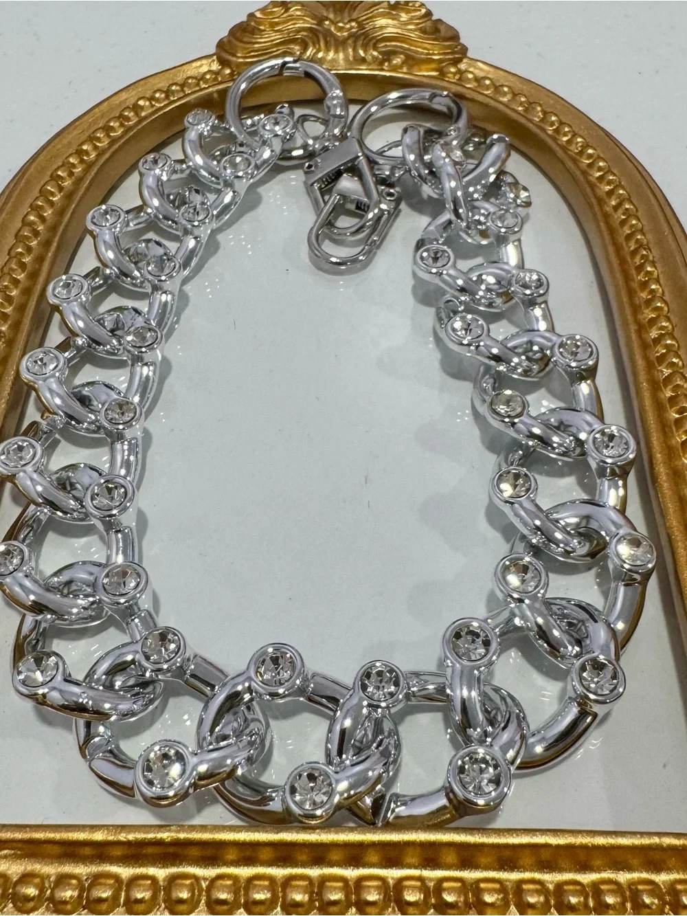 New Silver Crystal Diamond Drip Bag Chain 18 inches